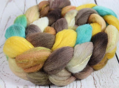 HORSE OF THE SPRING: Shetland-Silk roving - 4.0 oz - Hand dyed spinning wool - Masters Collection