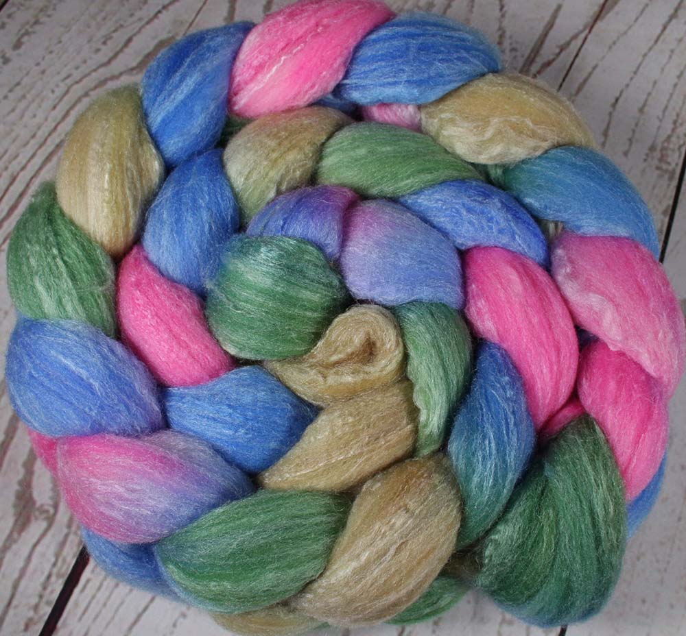 KA'ANAPALI BEACH: Rambouillet Silk Wool Top - 4 oz - Hand dyed spinning wool - Tropical colors