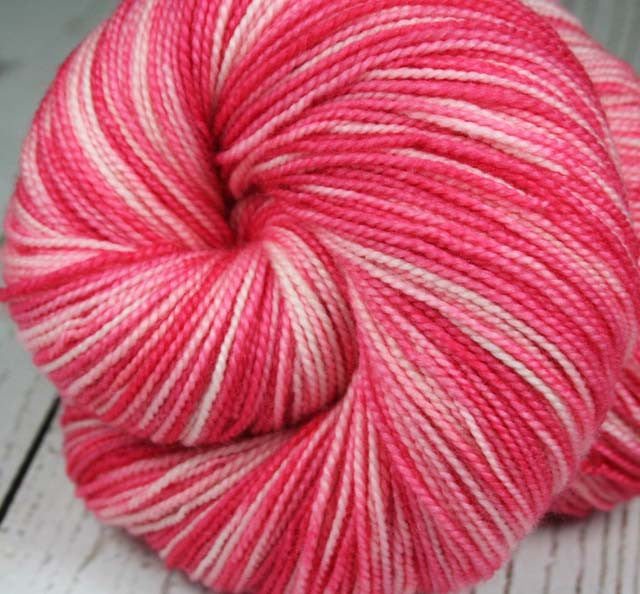 LAVA FLOW: SW Merino / Cashmere / Nylon Hand dyed Variegated sock yarn - Tropical pink