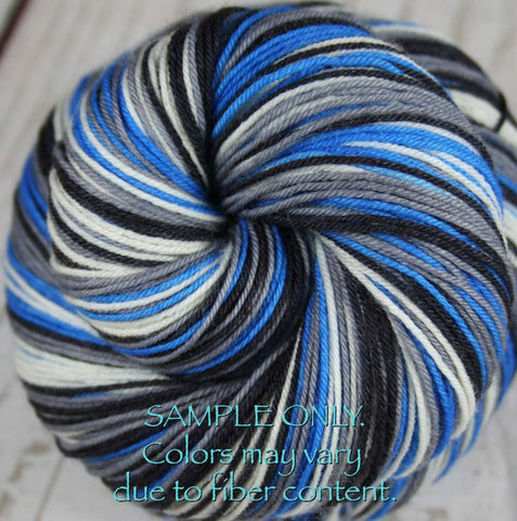 Dyed-To-Order: BLUE-GREEN-GRAY - Hand dyed Sports Team Self Striping Sock Yarn - SEATTLE