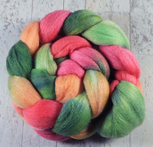 LOVE: Polwarth Merino Bright Nylon roving - 4.0 oz - Hand dyed Spinning wool