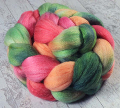 LOVE: Polwarth Merino Bright Nylon roving - 4.0 oz - Hand dyed Spinning wool