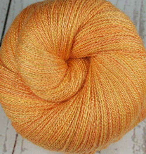 MANGO SORBET: Superwash Merino-Silk-Stellina Sparkle Lace yarn - Hand-dyed Tonal Tropical fruit yarn