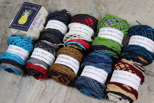 MENEHUNE MINI SKEINS "Self-Stripe Set": 10x-10gram Hand-dyed Sock yarn - Center pull balls