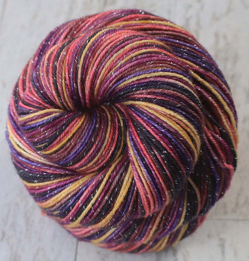 PACIFIC MOONRISE: SW Merino/Lurex Sparkle - Hand dyed Variegated sock yarn