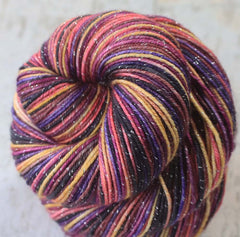 PACIFIC MOONRISE: SW Merino/Lurex Sparkle - Hand dyed Variegated sock yarn