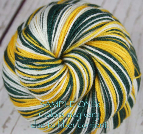 Dyed-To-Order: BLUE-GREEN-GRAY - Hand dyed Sports Team Self Striping Sock Yarn - SEATTLE