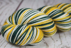 Green Gold White: Self Striping Yarn - Dyed to Order - Sports Team / Green Bay, Oakland