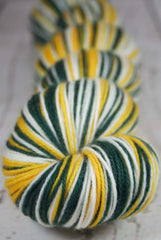 Green Gold White: Self Striping Yarn - Dyed to Order - Sports Team / Green Bay, Oakland