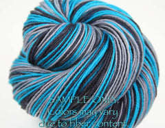 Blue Black Gray: Self Striping Yarn - Dyed to Order - Sports Team / Carolina