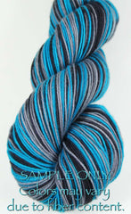 Blue Black Gray: Self Striping Yarn - Dyed to Order - Sports Team / Carolina