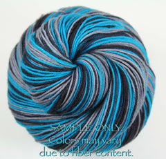 Blue Black Gray: Self Striping Yarn - Dyed to Order - Sports Team / Carolina