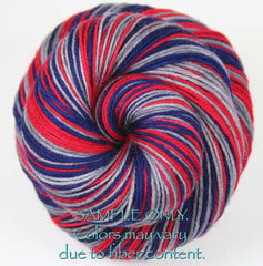 Blue Red Gray White: Self Striping Yarn - Dyed to Order - Sports Team / New England, Columbus