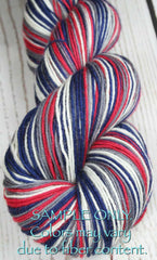 Blue Red Gray White: Self Striping Yarn - Dyed to Order - Sports Team / New England, Columbus