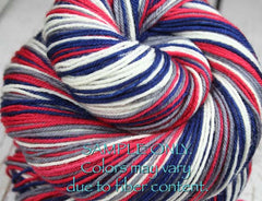 Blue Red Gray White: Self Striping Yarn - Dyed to Order - Sports Team / New England, Columbus