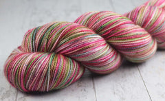 PRETTY IN PINK AT PAIA: SW Merino/Silk - Hand dyed Variegated sock yarn - 600 yards