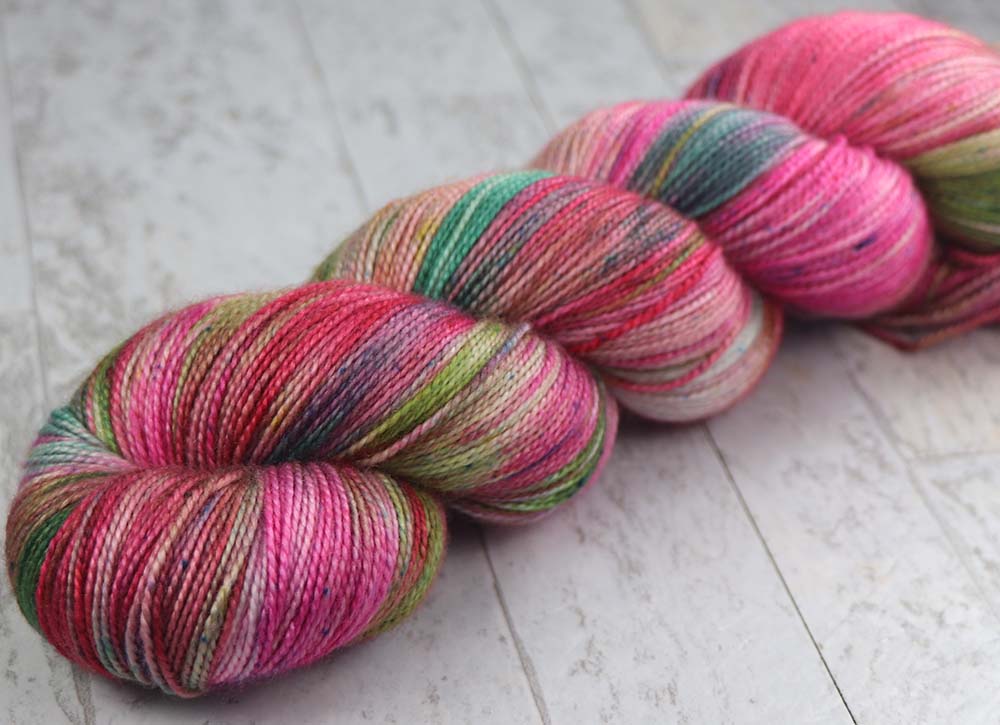 PRETTY IN PINK AT PAIA: SW Merino/Silk - Hand dyed Variegated sock yarn - 600 yards