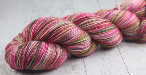 PRETTY IN PINK AT PAIA: SW Merino / Cashmere / Nylon - Hand dyed Variegated sock yarn