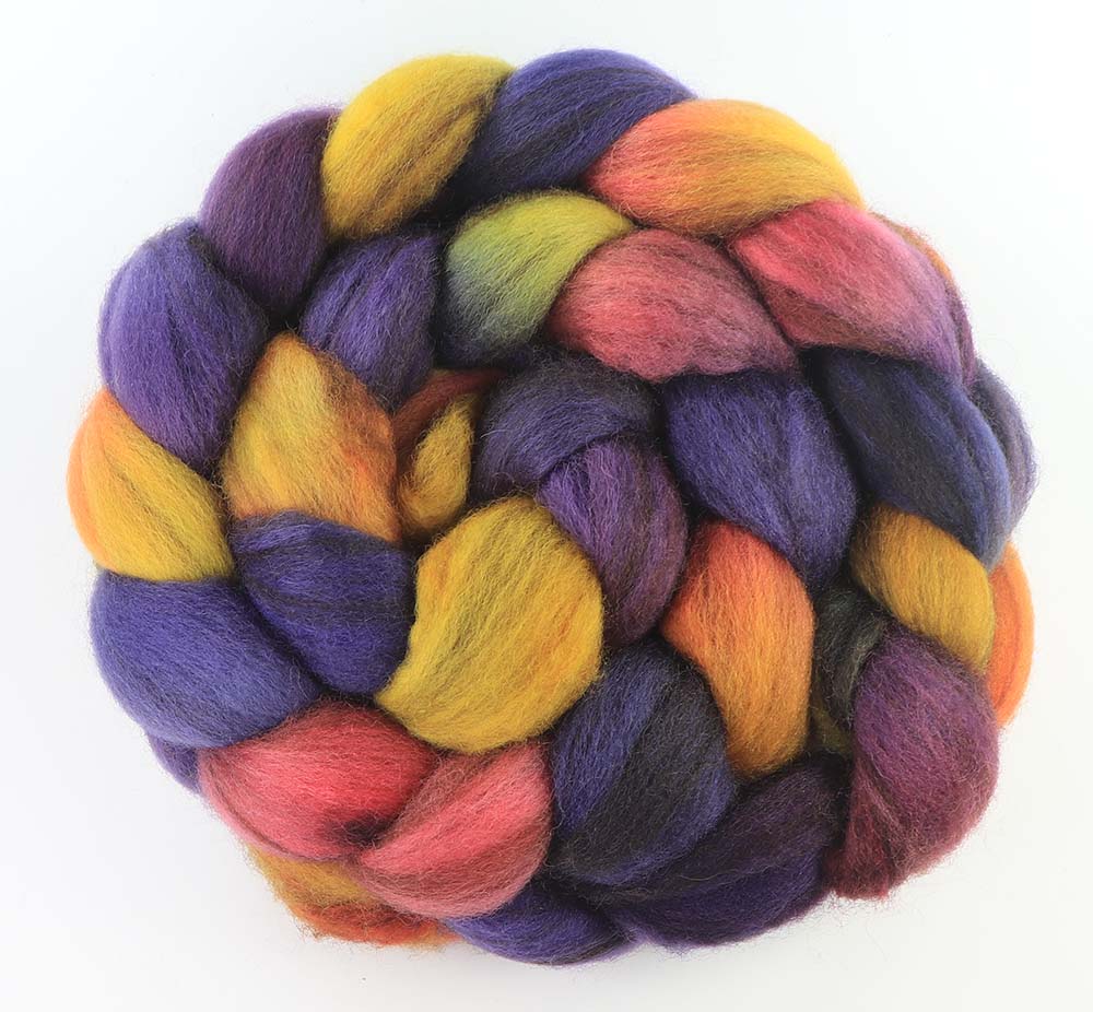 RAGING SUNSET SC: Mixed Bluefaced Leicester - 4.0 oz - Hand dyed spinning wool - roving