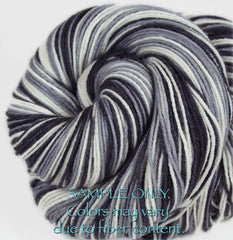 Black Gray White: Self Striping Yarn - Dyed to Order - Sports Team / LAS VEGAS, SAN ANTONIO