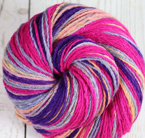 SEPTEMBER IRIS - Hand dyed, hand spun lace yarn