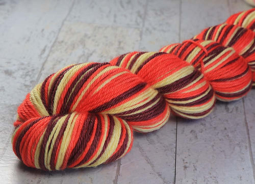 RASPBERRY MACARON 2: Superwash Merino - Worsted Weight - Hand dyed Self-Striping yarn