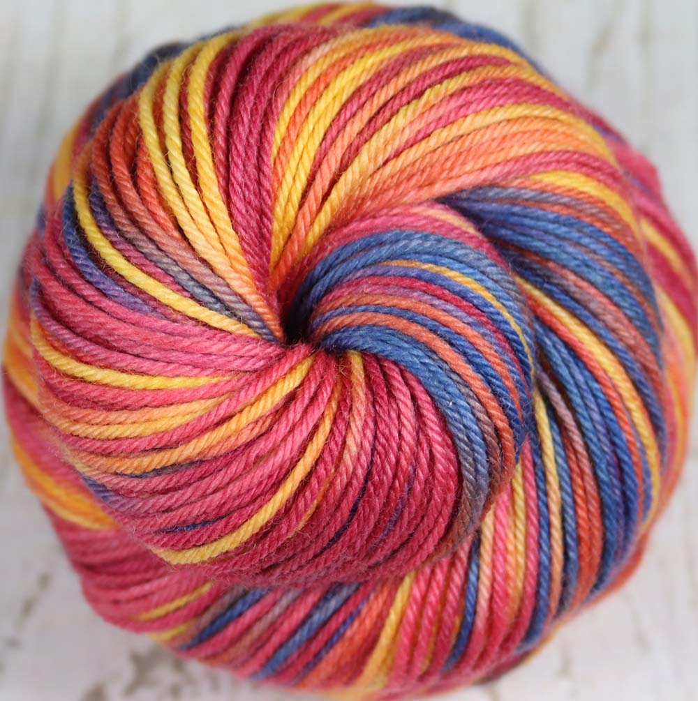 REBEL BOWIE RED: Superwash Merino-Nylon - DK Yarn - Hand dyed variegated yarn