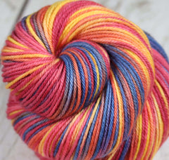 REBEL BOWIE RED: Superwash Merino-Nylon - DK Yarn - Hand dyed variegated yarn