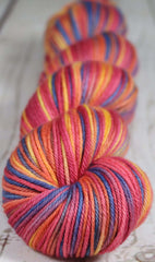 REBEL BOWIE RED: Superwash Merino-Nylon - DK Yarn - Hand dyed variegated yarn