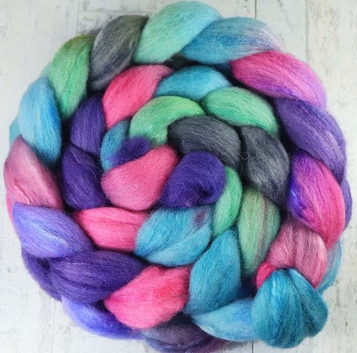 ROSE WINDOW: Shetland-Silk roving - 4.0 oz - Hand dyed spinning wool