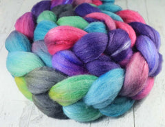 ROSE WINDOW: Shetland-Silk roving - 4.0 oz - Hand dyed spinning wool