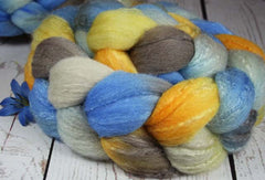 SAN CLEMENTE SUNSET: Rambouillet-Silk Wool Top - 4 oz - Hand dyed spinning wool - California sunset