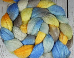 SAN CLEMENTE SUNSET: Rambouillet-Silk Wool Top - 4 oz - Hand dyed spinning wool - California sunset