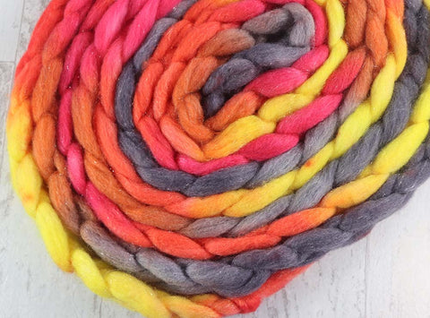 AURORA ICE BAR: Rambouillet / Merino / Bright Nylon roving - 5.0 oz - Hand dyed spinning wool