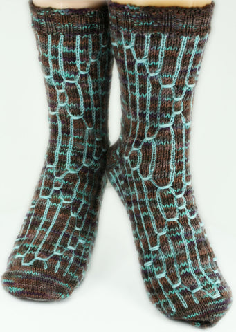 KNITTING PATTERN for Shoreline Socks -  Charted Colorwork Sock pattern - digital download