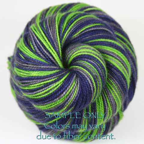 Dyed-To-Order: BLUE-GRAY-BLACK-WHITE - Hand dyed Sports Team Self Striping Sock Yarn - DETROIT