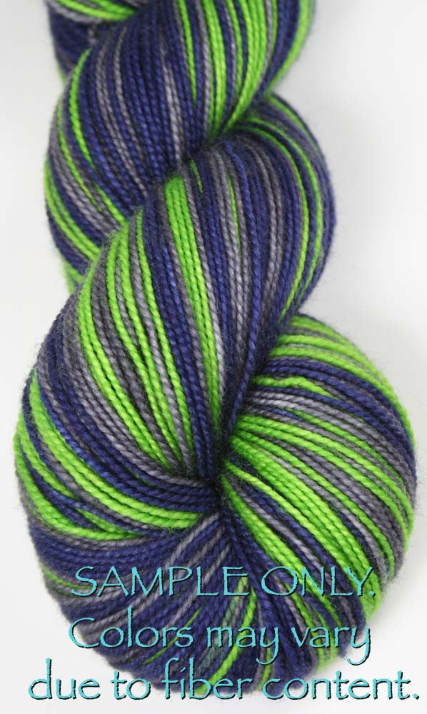 Dyed-To-Order: BLUE-GREEN-GRAY - Hand dyed Sports Team Self Striping Sock Yarn - SEATTLE