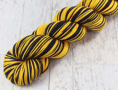 BLACK-GOLD: Self-Striping Pima Cotton - Hand dyed sock yarn
