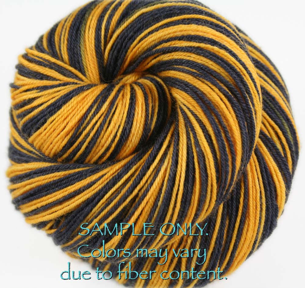 Dyed-To-Order: BLACK-GOLD - Hand dyed Sports Team Self Striping Sock Yarn - PITTSBURGH, BOSTON