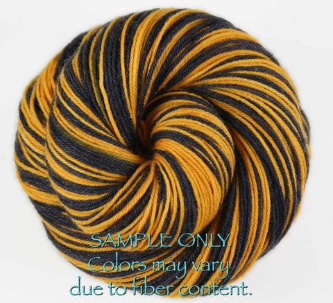 Dyed-To-Order: BLUE-ORANGE-WHITE - Hand dyed Sports Self Striping Sock Yarn - DENVER, HOUSTON