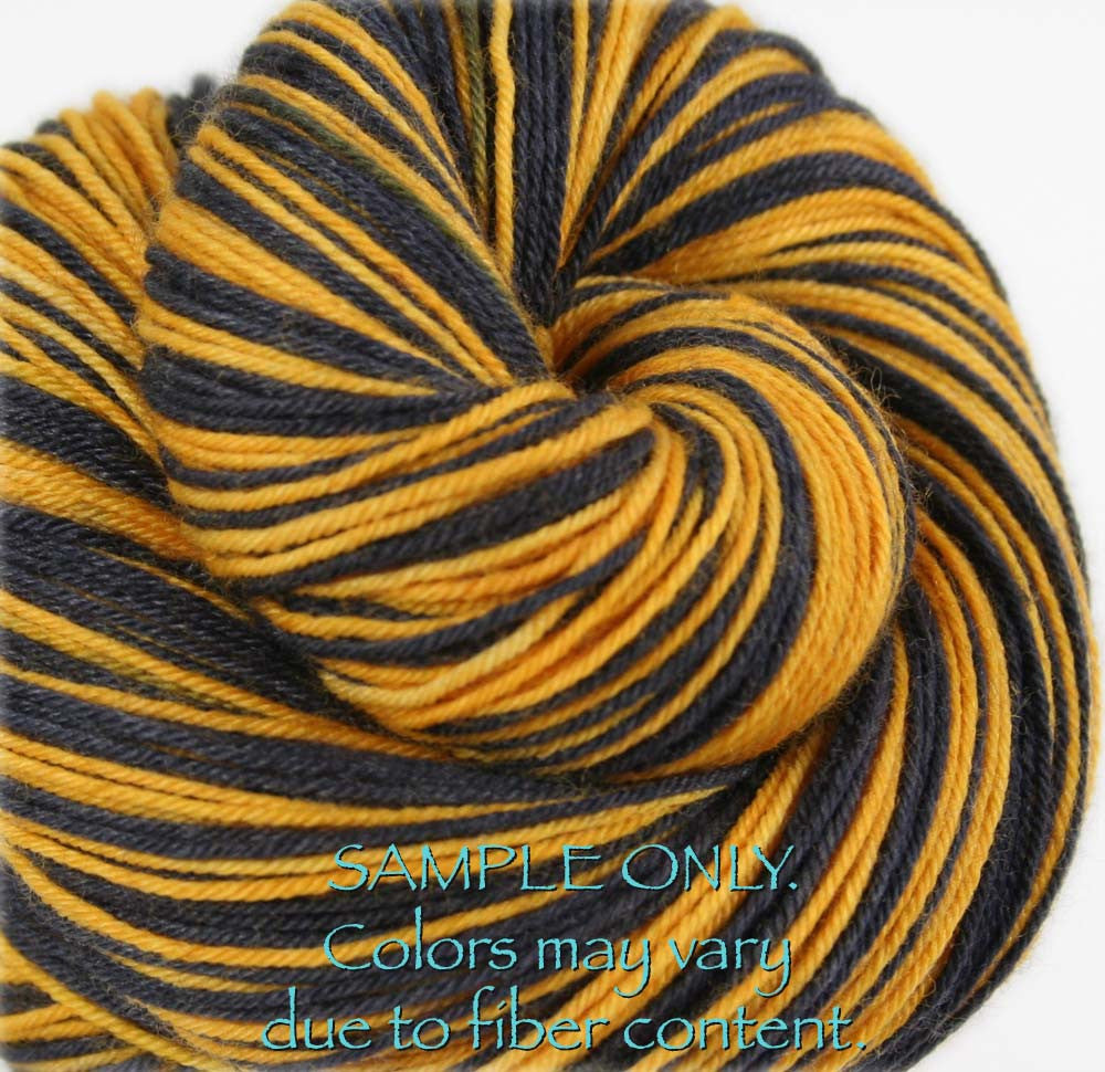 Dyed-To-Order: BLACK-GOLD - Hand dyed Sports Team Self Striping Sock Yarn - PITTSBURGH, BOSTON