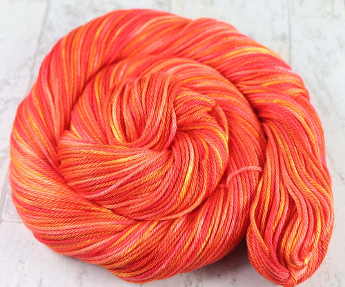 TEQUILA SUNRISE: Pima Cotton - Variegated Hand dyed sock yarn