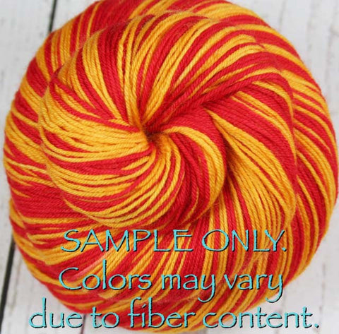 Dyed-To-Order: RED-GOLD-BLACK - Hand dyed Sports Self Striping Sock Yarn - SAN FRANCISCO, OTTOWA