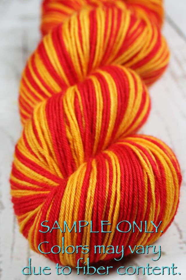 Dyed-To-Order: RED-GOLD - Hand dyed Sports Team Self Striping Sock Yarn - KANSAS CITY, LOS ANGELES