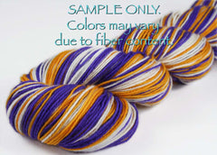 Purple Gold White: Self Striping Yarn - Dyed to Order - Sports Team / Minnesota, Los Angeles, Louisiana