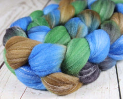 WAIMEA CANYON: Targhee Bamboo Silk Wool Top - 4 oz - Hand dyed spinning wool