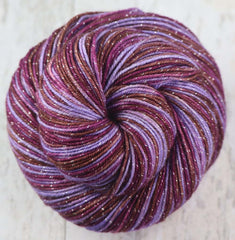 WINE TASTING: SW Merino/Lurex Sparkle - Hand dyed Variegated sock yarn