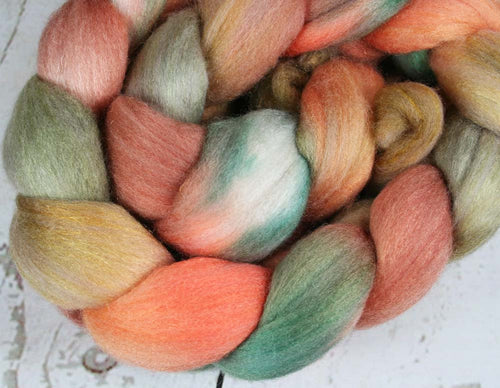 WINTER AT BRYCE CANYON: Polwarth Merino Bright Nylon roving - 4.0 oz - Hand dyed Spinning wool