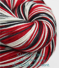 Red Black White: Self Striping Merino Sock Yarn - Sports Team Colors / Tampa Bay, Chicago, Portland, Georgia - Hand Dyed to Order