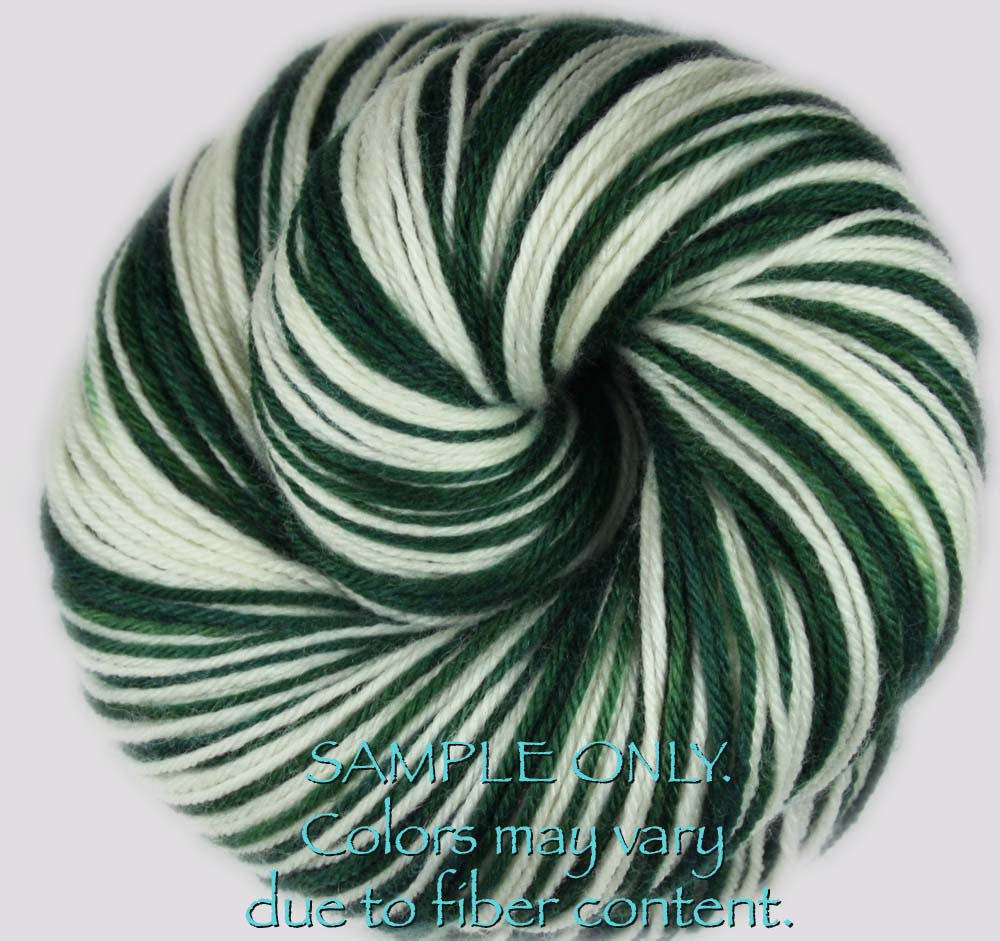 Dyed-To-Order: GREEN-WHITE - Hand dyed Sports Self Striping Sock Yarn - NEW YORK, MICHIGAN